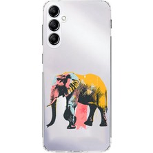 Zeyno Samsung A14 Uyumlu Renkli Fil Desenli Silikon Kılıf