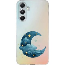 Zeyno Samsung A25 Uyumlu Ay ve Yıldızlar Desenli Silikon Kılıf