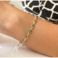 Simurg Jewellery Nazar Boncuklu Altın Kaplamalı Gümüş Bileklik