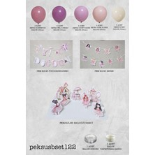 Pekshop Peri Kızı Temalı Doğum Günü Süsleme Seti Banner ve Masa Üstü Panolu Balon Zinciri Seti