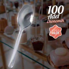 Stylish 100'LÜ Plastik, Kullan At Kaşık- Şeffaf