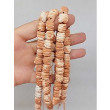 Yaşam Tohumu Kahverengi Pigmentli Tırtıklı Mat Seramik Boncuk Dizi 10-12MM/24CM (54224)
