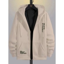 Amor Man Büyük Beden Özel Tasarım Kapüşonlu Tam Fermuarlı Yourself Baskılı Oversize Battal Erkek Sweatshırt