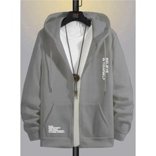 Amor Man Büyük Beden Özel Tasarım Kapüşonlu Tam Fermuarlı Yourself Baskılı Oversize Battal Erkek Sweatshırt