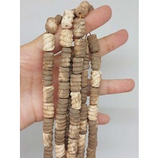 Yaşam Tohumu Kahverengi Pigmentli Tırtıklı Mat Seramik Boncuk Dizi 12-14MM/35CM (54212)
