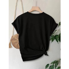 Tarz Yeri Anneler Günü Baskılı T-Shirt - Siyah