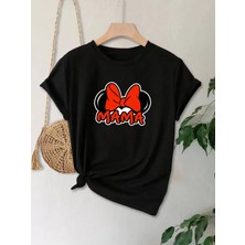 Tarz Yeri Anneler Günü Baskılı T-Shirt - Siyah