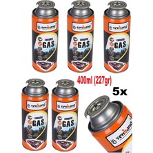 Depolife Kamp Ocağı Yedek Tüp Gazı Pürmüz Torc Kafası Için 5 Adet Kamp Gaz Tüpü Çakmak Gazı (400ML)