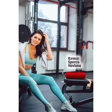 Dat35 Kırmızı Sporcu Antreman Havlusu Microfiber Gym Fitness Boks Tenis Spor Havlu 48x90cm