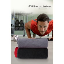 Dat35 Üçlü Sporcu Havlu Seti Microfiber Gym Fitness Boks Koşu Tenis Spor Havlusu 48x90cm