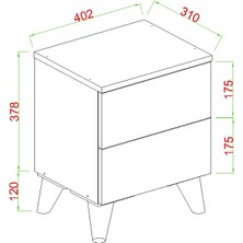 Aymobsan Metal Artemis 2 Çekmeceli Komodin Atlantik Çam