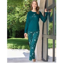 Pijamoni Kadın Kışlık Bisiklet Yaka Likralı Kadife Pijama Takımı 4210/14- 1 Adet