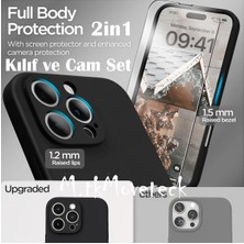 MTK Moveteck Iphone 16 Pro Max Kılıf Kamera Korumalı Yumuşak Renkli Silikon + 9h Ekran Koruyucu Cam 2in1 Set