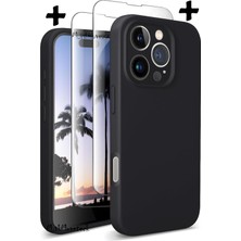 MTK Moveteck Iphone 16 Pro Kılıf Kamera Korumalı Yumuşak Renkli Silikon + 9h Ekran Koruyucu Cam 2in1 Set