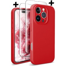 MTK Moveteck Iphone 16 Pro Max Kılıf Kamera Korumalı Yumuşak Renkli Silikon + 9h Ekran Koruyucu Cam 2in1 Set