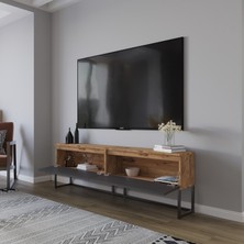 Aymobsan Perla Tv Ünitesi , Tv Sehpası , Düşer Kapak Tv Ünitesi , Metal Ayaklı Tv Ünitesi Atlantik Çam - Antrasit