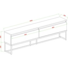 Aymobsan Perla Tv Ünitesi , Tv Sehpası , Düşer Kapak Tv Ünitesi , Metal Ayaklı Tv Ünitesi Atlantik Çam - Antrasit