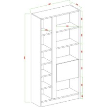 Lotus Kitaplık 160 cm Atlantik Çam - Beyaz