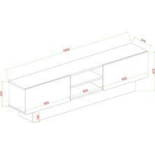 Aymobsan Liva Tv Sehpası Bazalı , Kapaklı Tv Ünitesi 160  cm, Beyaz