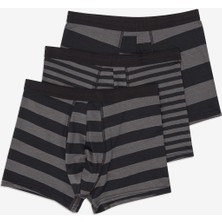 Penti 3lü Siyah Çizgili Çok Renkli Boxer Külot