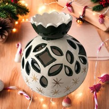 Yılbaşı   Mumluk  Handmade  Biblo Çini Dekoratif Süs Çan Kapı Süsü Hediyelik Çam Ağacı