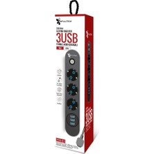 Fulltech 3 Priz 3 x Usb 2 mt Kablo Anahtarlı 10A Akım Korumalı Priz TGFTR01