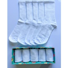 Socks And More Beyaz 5'li Çorap Kutusu Soket Uzun Unisex Renkli