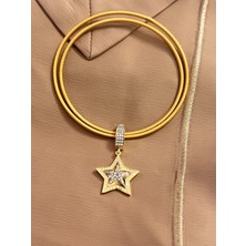 Mona Roza Gümüş Ajda Iki Adet 925 Ayar Gümüş Kalp Charm Bilezik