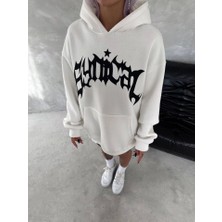 Sun & North   Üç Iplik Kapşonlu Baskılı Sweatshirt - Beyaz