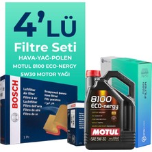 BOSCH Volkswagen Jetta 1.2 TSi Filtre Bakım Seti Motul Motor Yağlı (2015-2018) 4 Lü