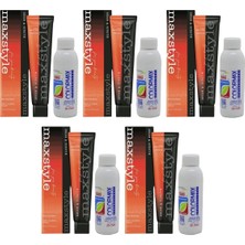 Maxstyle New Argan Keratin 2025/05.34 Çikolata Kahve 60 ml 5 Adet Saç Boyası + 5 Ad 90 ml Oksidan