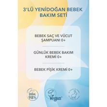 3’lü Yenidoğan Bebek Bakım Seti: Bebek Şampuanı + Bebek Bakım Kremi + Pişik Kremi