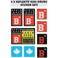 Çınar Extreme Çınar Extreme® B Rh- (Negatif) Kaskımı Çıkartma Yazılı 7 Parçalı Reflektif Kan Grubu Sticker Seti