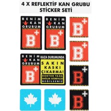 Çınar Extreme Çınar Extreme® B Rh+ (Pozitif) Kaskımı Çıkartma Yazılı 7 Parçalı Reflektif Kan Grubu Sticker Seti