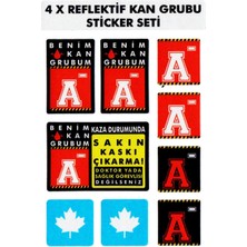 Çınar Extreme Çınar Extreme® A Rh- (Negatif) Kaskımı Çıkartma Yazılı 7 Parçalı Reflektif Kan Grubu Sticker Seti