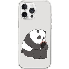 Zeyno Apple Iphone 16 Pro Uyumlu Telefonlu Panda  Desenli Silikon Kılıf