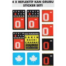 Çınar Extreme Çınar Extreme® 0 Rh- (Negatif) Kaskımı Çıkartma Yazılı 7 Parçalı Reflektif Kan Grubu Sticker Seti