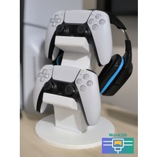 Work3d Ps5 2li Kol Tutucu + Kulaklık Standı ( 3 In 1 ) Beyaz