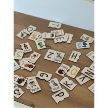 Bella Casa Kids Ingilizce Puzzle Harf Hayvan Eşleme Kartı, Eğitici Oyuncak, Montessori Eğitim Oyuncak, Motor Zeka
