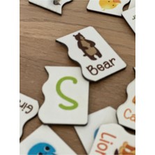 Bella Casa Kids Ingilizce Puzzle Harf Hayvan Eşleme Kartı, Eğitici Oyuncak, Montessori Eğitim Oyuncak, Motor Zeka