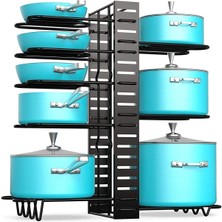 Tekno Trust Dolap İçin Tencere ve Tava Düzenleyici Raf 3 Farklı Kullanım 8 Katlı