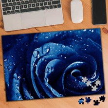 Mavi Çiçek Gül ve Su Damlaları 240 Parça Puzzle Yapboz-74782