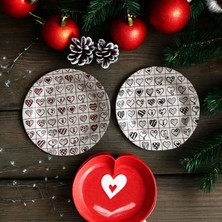 Yılbaşı Servis Tabağı 2 Li Takım  Aşk Temalı Handmade  Biblo Çini Dekoratif Süs Çan Kapı Süsü Hediyelik Çam Ağacı