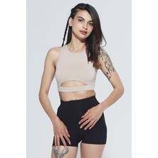 Comm-Ci Ella Halter Yaka CutOut Detaylı Organik Pamuk Örme Crop Body 1103