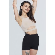 Comm-Ci Ella Halter Yaka CutOut Detaylı Organik Pamuk Örme Crop Body 1103