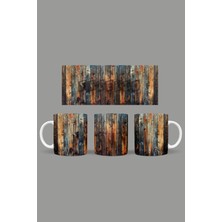 Fizello Ahşap - Wood Temalı Kupa Hediyelik Sunumluk Çeyizlik Kahve Fincanı