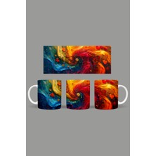 Fizello Renkli Çiçekler - Colorful Floral Temalı Kupa Hediyelik Sunumluk Çeyizlik Kahve Fincanı