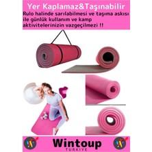 Premium Taşıma Askılı Çift Taraflı Kaymaz Su Geçirmez Pilates Kamp Fitness Yoga Matı Pembe 6,5 mm