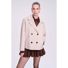 Hatemoğlu Bej Slim Fit Düz Mono Yaka Pamuklu Trençkot