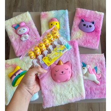 Twotwo 6lı Fosforlu Mini Kalem ve Peluş Kabartmalı Defter Seti -Yumuşak Tüylü -Renkli-Kids-Anıme-Kedi-Yıldız-Unıcorn Kız Çocuk -Aktivite-Notdefteri- Okul Defteri-Ilkokul Eğlenceli Defter Rengarenk Peluşlar